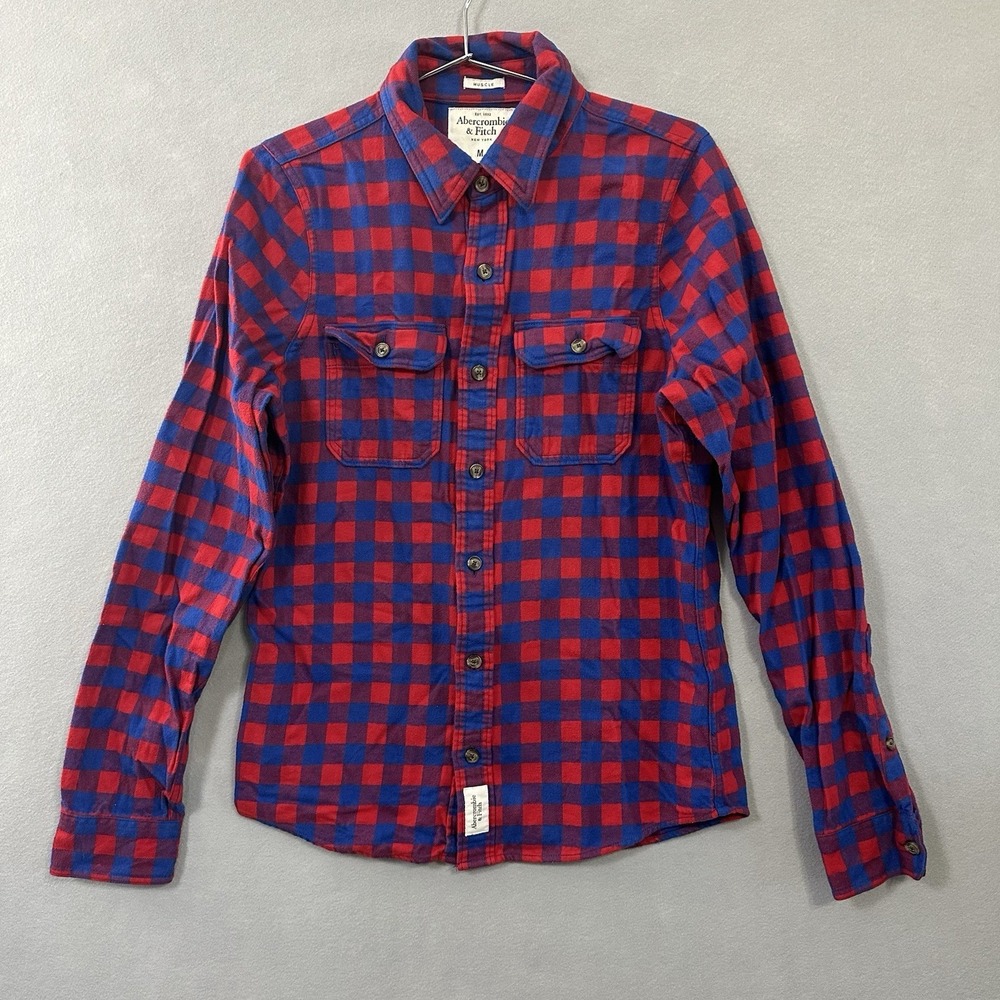 VTG Abercrombie & Fitch Plaid Shirt Y2K Muscle Flannel Button Vtg Mens Medium